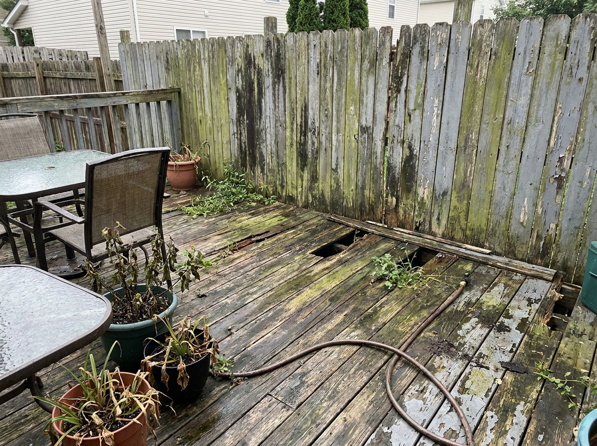 Deck and fence cleaning before