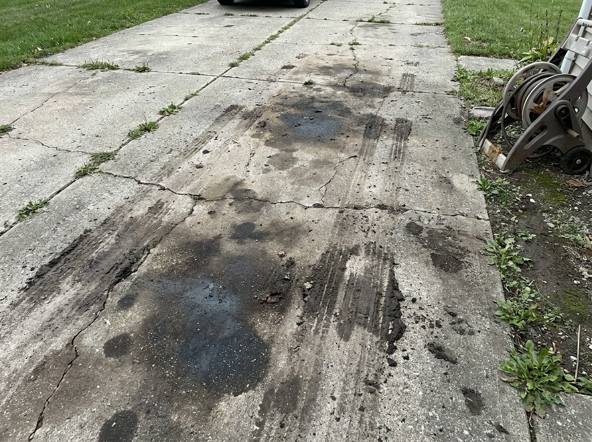 Driveway and concrete cleaning before